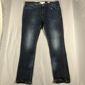 Paper Denim & Cloth Jeans Mens 38x32 Blue Stretch Straight Denim Pants Dark Wash